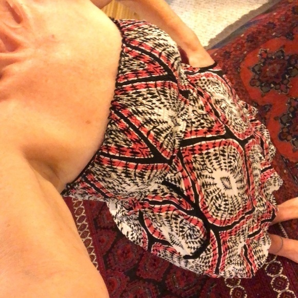 XL strapless Mini Dress from Xhilaration black white, tan & bright coral colors - Picture 3 of 11